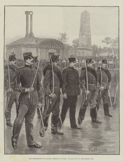 La dégradation du capitaine Dreyfus à Paris, en route vers le fourgon cellulaire - G.S. Amato